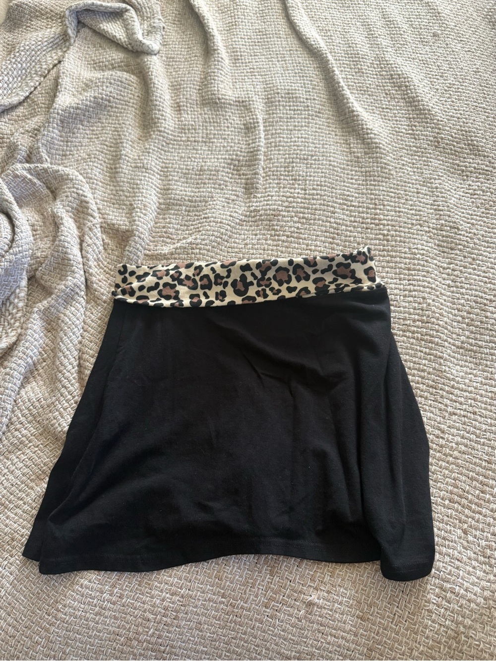 Black Skirt with Leopard Print Waistband has built in shorts